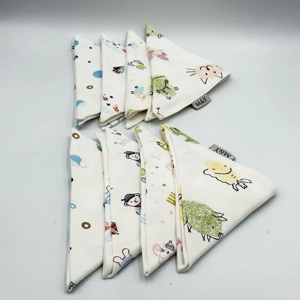 M&Y Organic Bandana Bibs 2 Packs Of Four Soft, Double-Sided, Adjustable Snap